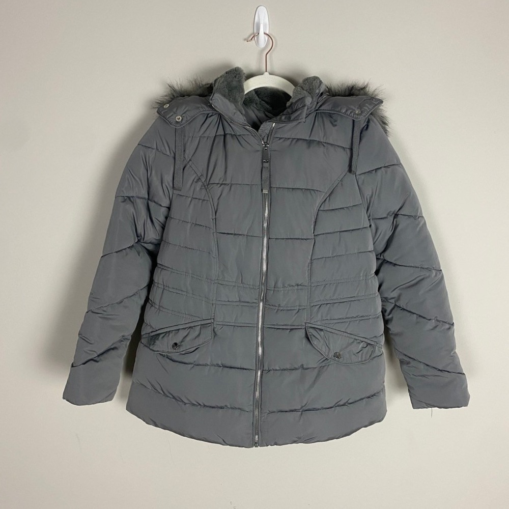 New Look Megan Fitted Puffer Jacket Maternity 8 Faux Fur Hooded Winter Coat